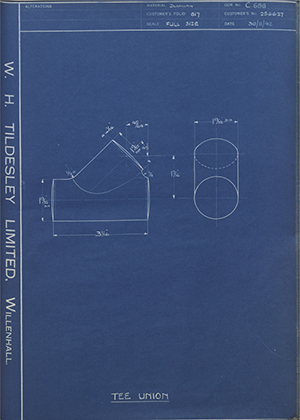 Rootes Securities LTD 256627 Tee Union WH Tildesley Forging Technical Drawing