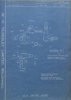 Rootes Securities LTD SFB6573E / FB65739S Valve Control Lever WH Tildesley Forging Technical Drawing