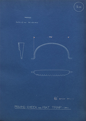 Round Cheek for Rat Trap No1 WH Tildesley Forging Technical Drawing