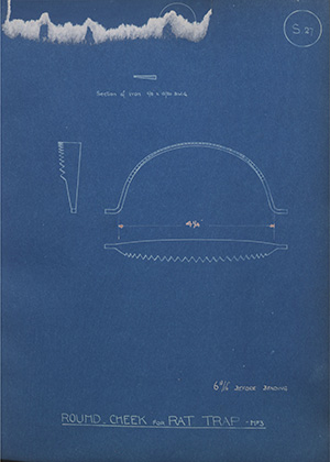 Round Cheek for Rat Trap No3 WH Tildesley Forging Technical Drawing