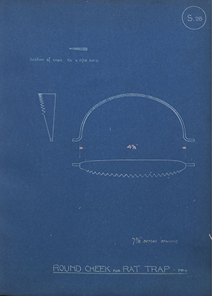 Round Cheek for Rat Trap No4 WH Tildesley Forging Technical Drawing