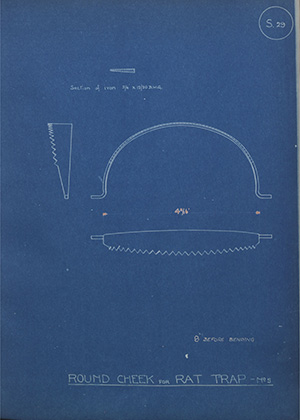 Round Cheek for Rat Trap No5 WH Tildesley Forging Technical Drawing