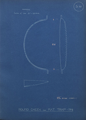 Round Cheek for Rat Trap No6 WH Tildesley Forging Technical Drawing