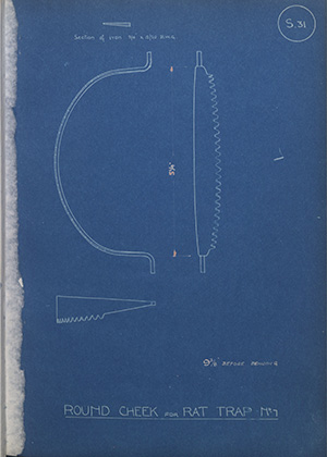 Round Cheek for Rat Trap No7 WH Tildesley Forging Technical Drawing