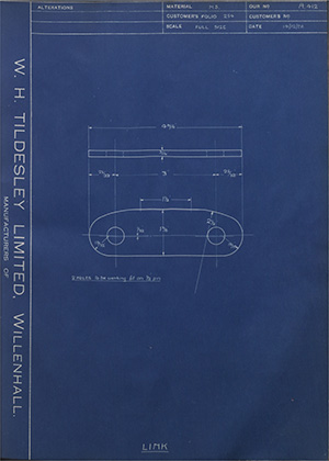 S J & E Fellows Link WH Tildesley Forging Technical Drawing