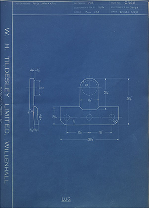 S J & E Fellows Lug WH Tildesley Forging Technical Drawing