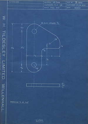 Samuel Platt LTD SS945 Link WH Tildesley Forging Technical Drawing