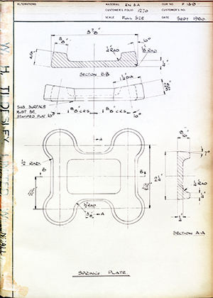 Scammell Motors (Leyland)  Spring Plate WH Tildesley Forging Technical Drawing