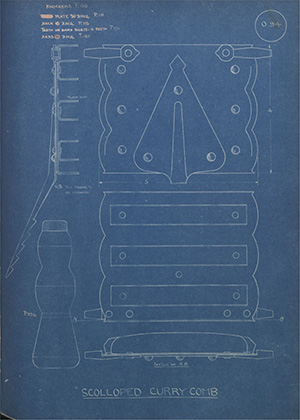 Scolloped Curry Comb WH Tildesley Forging Technical Drawing