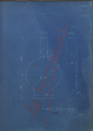 Shaft Plate - No 87 - Large WH Tildesley Forging Technical Drawing