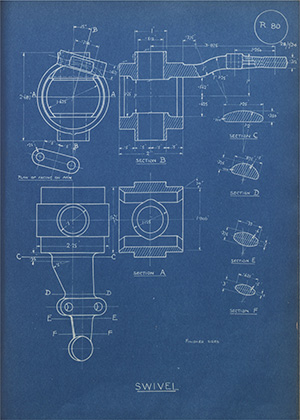 Shefflex Motor Company Swivel WH Tildesley Forging Technical Drawing