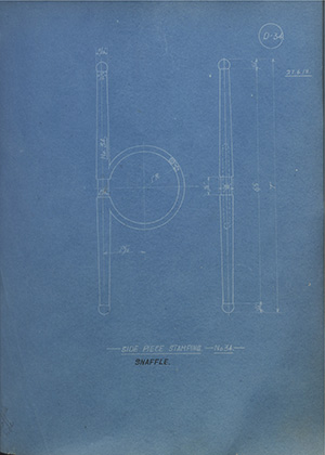 Side Piece Stamping - No34 - Snaffle WH Tildesley Forging Technical Drawing