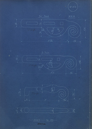 Sides - No103 - Special WH Tildesley Forging Technical Drawing