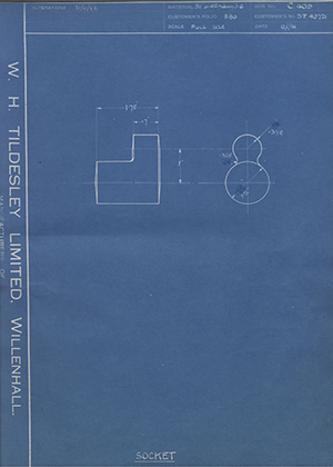 Sir WG Armstrong Whitworth Aircraft LTD SP40721 Socket WH Tildesley Forging Technical Drawing