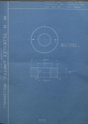 Smethwick Drop Forgings 5360 Ring WH Tildesley Forging Technical Drawing