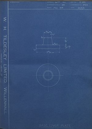 Smethwick Drop Forgings 5562 Base Cover Plate WH Tildesley Forging Technical Drawing