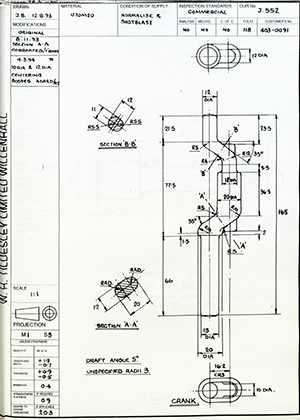 Smith Francis Tools LTD 403-0091 Crank WH Tildesley Forging Technical Drawing