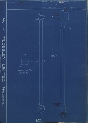 Smith Francis Tools LTD  Arm WH Tildesley Forging Technical Drawing