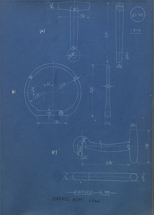 Snaffles - No99 - Barrel Butt - Long WH Tildesley Forging Technical Drawing