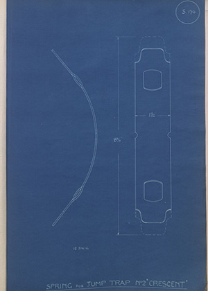 Spring for Jump Trap No2 'Crescent' WH Tildesley Forging Technical Drawing