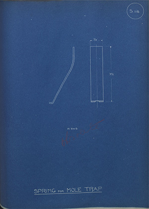 Spring for Mole Trap WH Tildesley Forging Technical Drawing