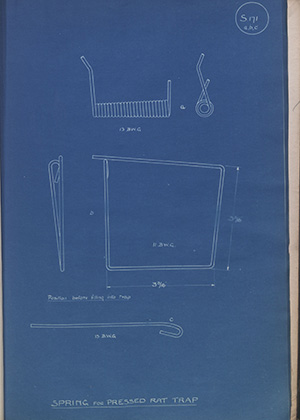 Spring for Pressed Rat Trap WH Tildesley Forging Technical Drawing