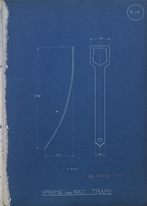 Spring for Rat Traps WH Tildesley Forging Technical Drawing