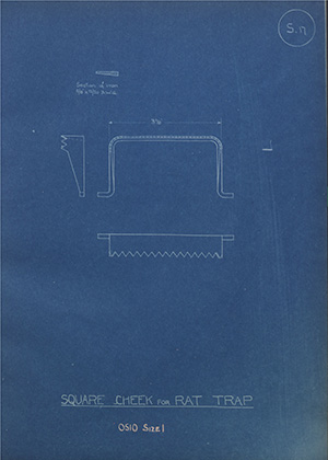 Square Cheek for Rat Trap - 0510 Size 1 WH Tildesley Forging Technical Drawing