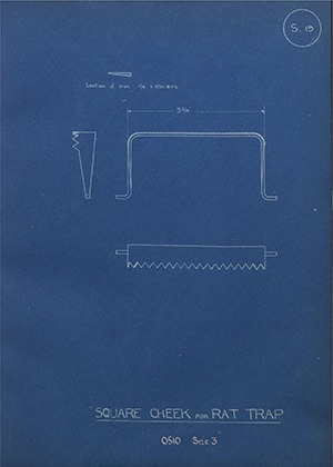 Square Cheek for Rat Trap - 0510 Size 3 WH Tildesley Forging Technical Drawing