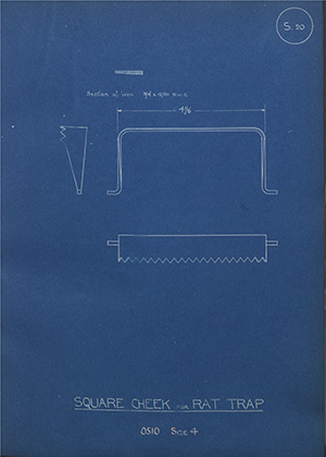 Square Cheek for Rat Trap - 0510 Size 4 WH Tildesley Forging Technical Drawing