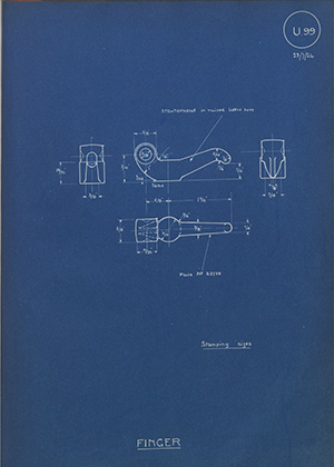 Stentophone Motor Accessories (1921) Ltd S2739 Finger WH Tildesley Forging Technical Drawing