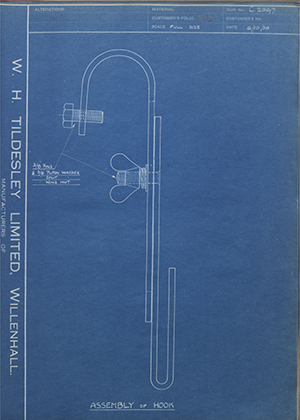 Stewarts & Lloyds LTD  Assembly of Hook WH Tildesley Forging Technical Drawing