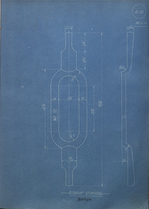 Stirrup Stamping - Bottom WH Tildesley Forging Technical Drawing