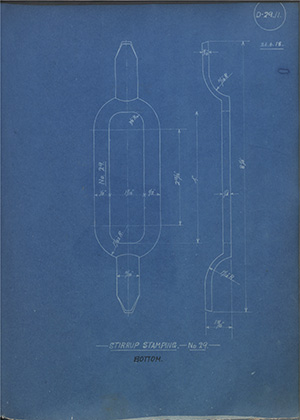 Stirrup Stamping - No 29 - Bottom WH Tildesley Forging Technical Drawing