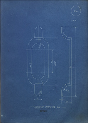 Stirrup Stamping No6 - Bottom WH Tildesley Forging Technical Drawing