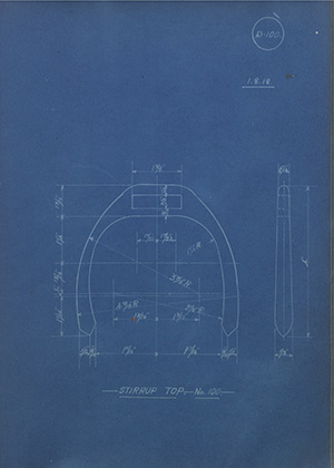 Stirrup Top - No100 WH Tildesley Forging Technical Drawing