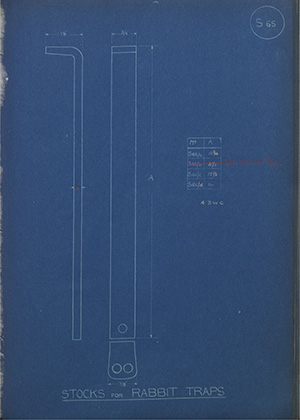 Stocks for Rabbit Trap WH Tildesley Forging Technical Drawing