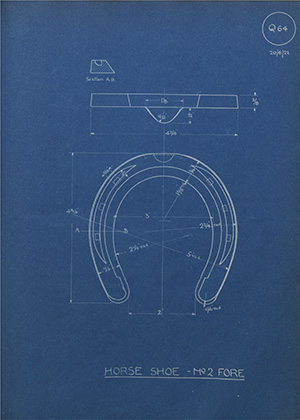 Sudan Government or Egyptian Government Horse Shoe - No2 Fore WH Tildesley Forging Technical Drawing