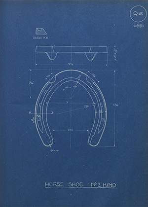 Sudan Government or Egyptian Government Horse Shoe - No2 Hind WH Tildesley Forging Technical Drawing