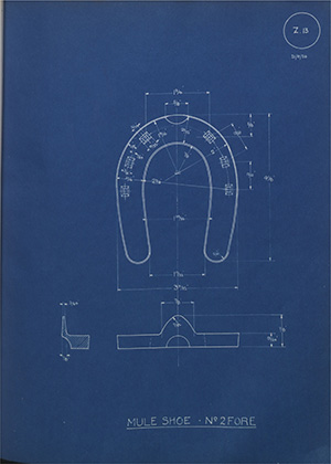 Sudan Government or Egyptian Government Mule Shoe - No2 Fore WH Tildesley Forging Technical Drawing