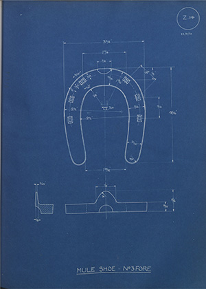 Sudan Government or Egyptian Government Mule Shoe - No3 Fore WH Tildesley Forging Technical Drawing