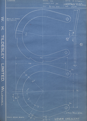 Suffolk Iron Foundry PH 40/8 Lever Crescent WH Tildesley Forging Technical Drawing