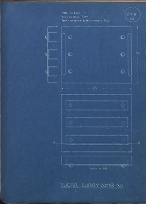 Sugar Curry Comb - X00 WH Tildesley Forging Technical Drawing