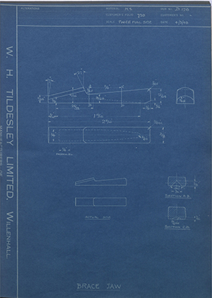 Summerfield Engineering Industries LTD  Brace Jaw WH Tildesley Forging Technical Drawing