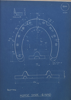 Superintendent India Stores Horse Shoe - 6 Hind WH Tildesley Forging Technical Drawing