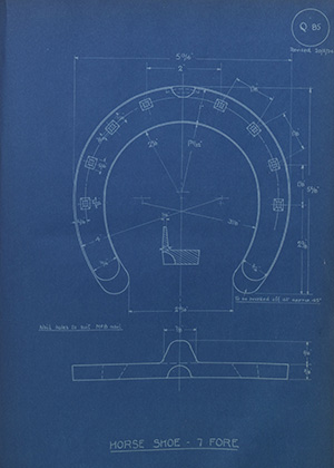 Superintendent India Stores Horse Shoe - 7 Fore WH Tildesley Forging Technical Drawing