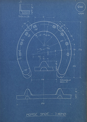 Superintendent India Stores Horse Shoe - 7 Hind WH Tildesley Forging Technical Drawing