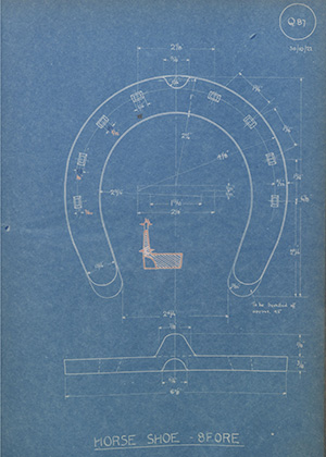 Superintendent India Stores Horse Shoe - 8 Fore WH Tildesley Forging Technical Drawing