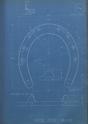 Superintendent India Stores Horse Shoe - 9 Hind WH Tildesley Forging Technical Drawing