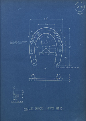 Superintendent India Stores Mule Shoe - No2 Hind WH Tildesley Forging Technical Drawing